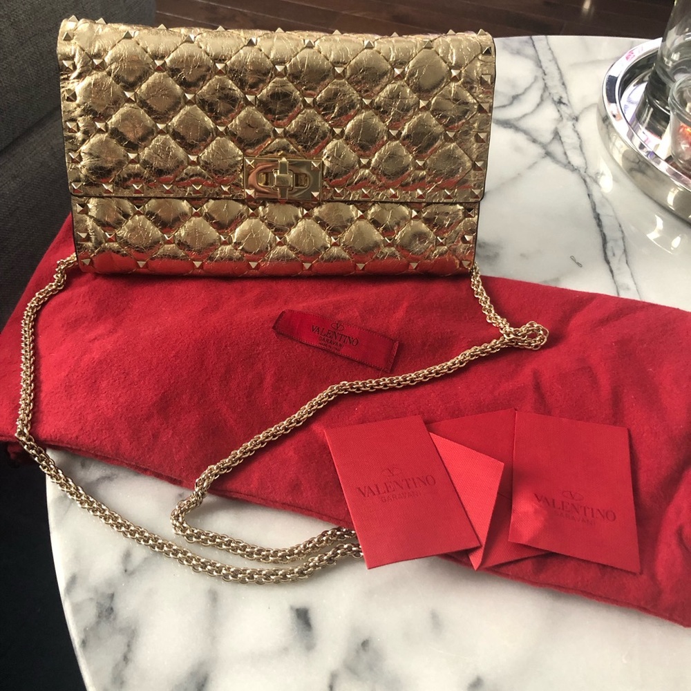 Valentino gold rock stud bag